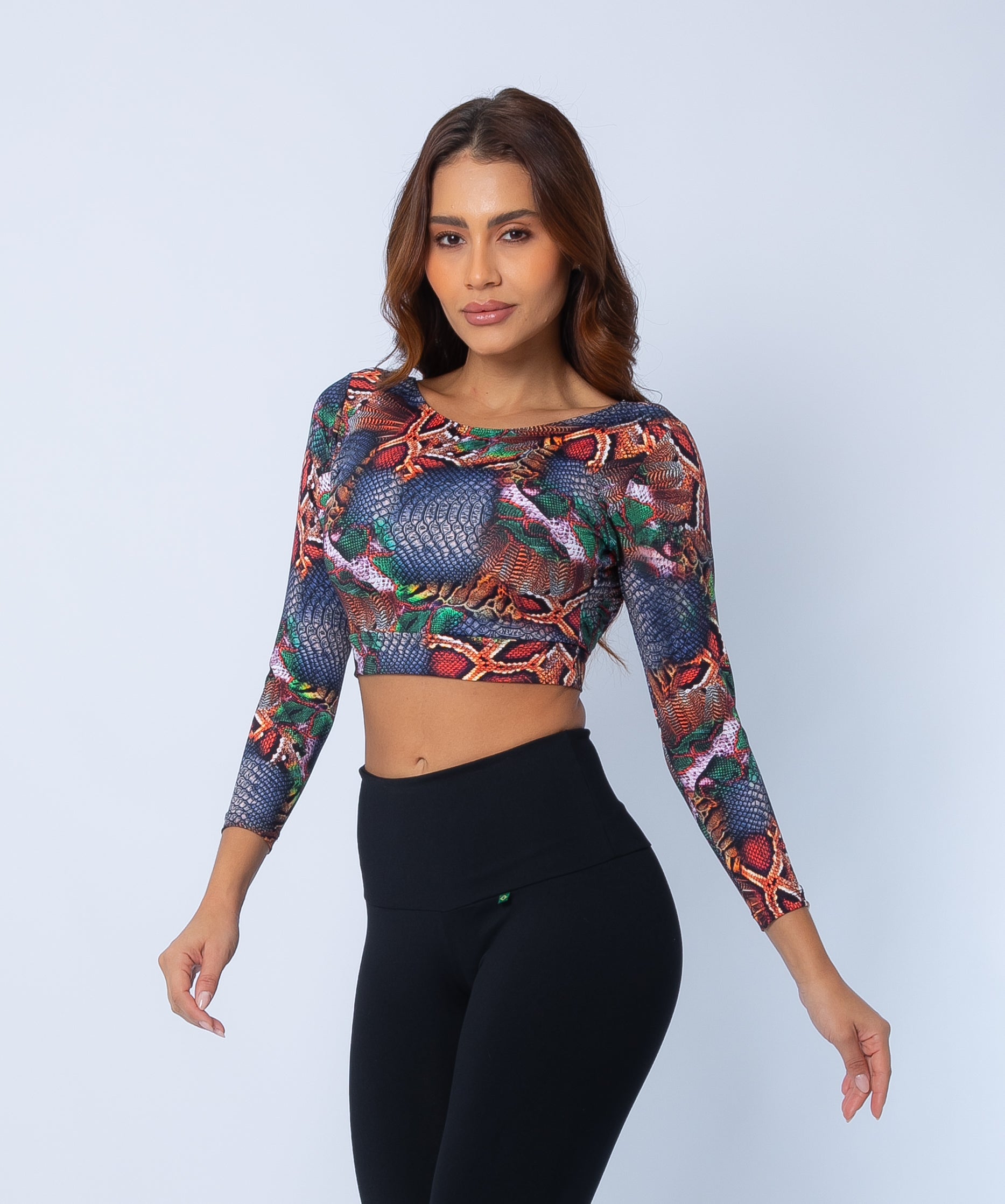 Fashion Brazil Golden Cobra Active Crop for the dance floor and beyond.