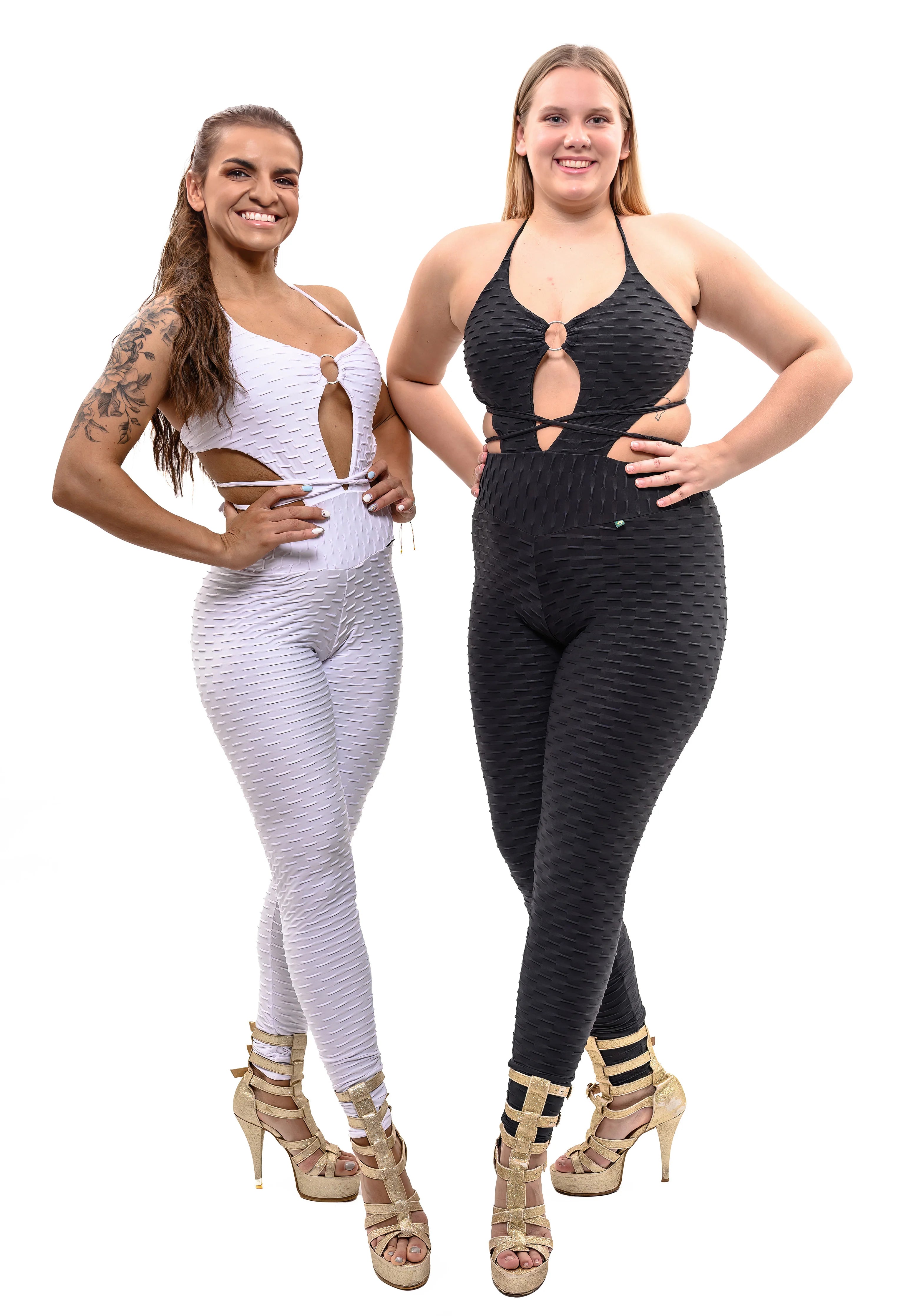 Black  and White Jumpsuit Anti Cellulite Zero Flaws Fabric