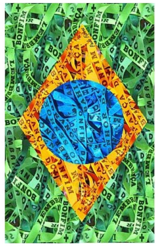 Brazilian flag with the colorful and symbolic Fitinha do Bonfim, the traditional Brazilian ribbon that carries wishes and blessings. 
