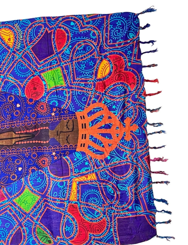 The design is a vibrant, colorful illustration of Nossa Senhora Aparecida, the patroness of Brazil