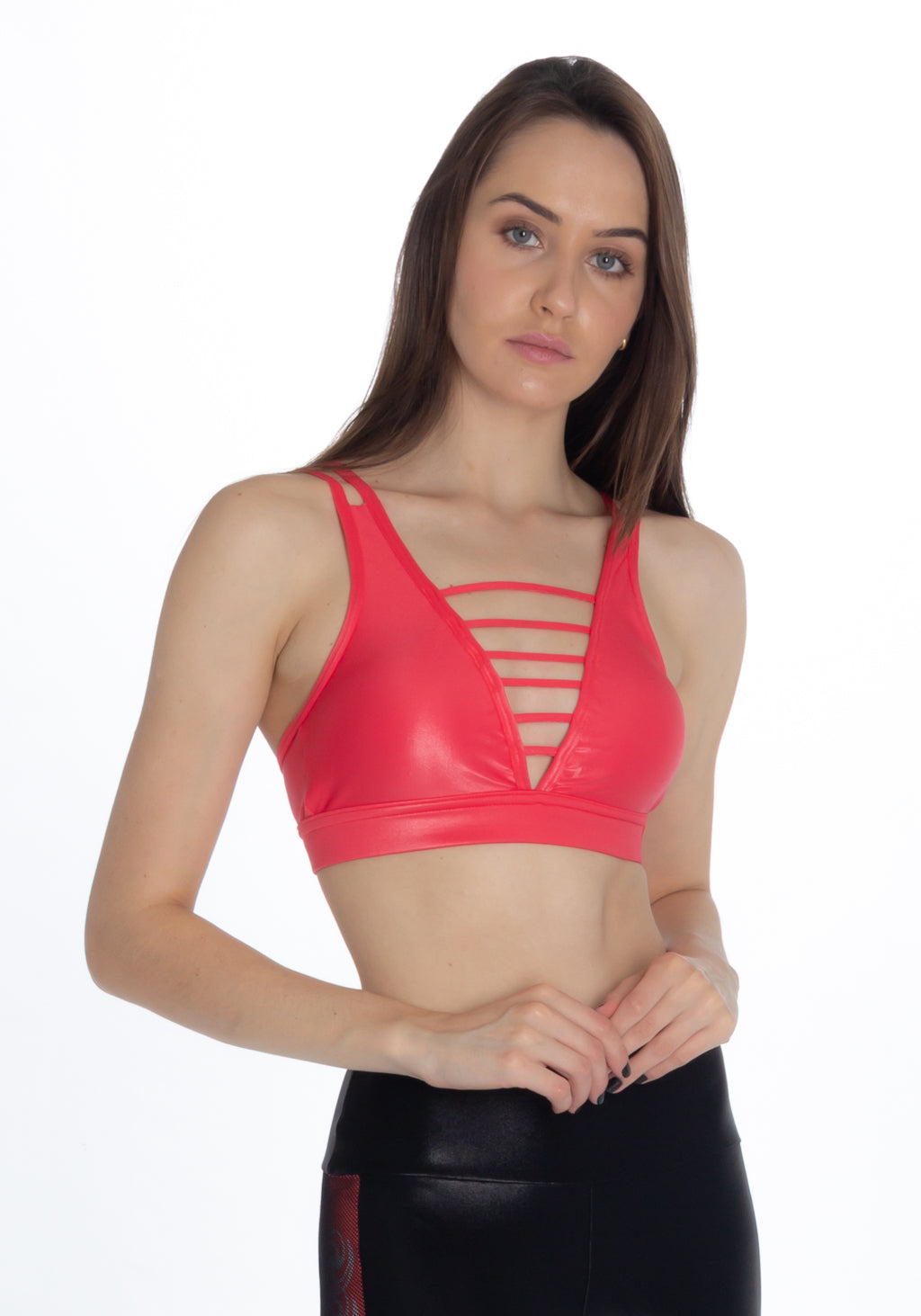 Red Strappy Active Crop - Fashion Brazil 