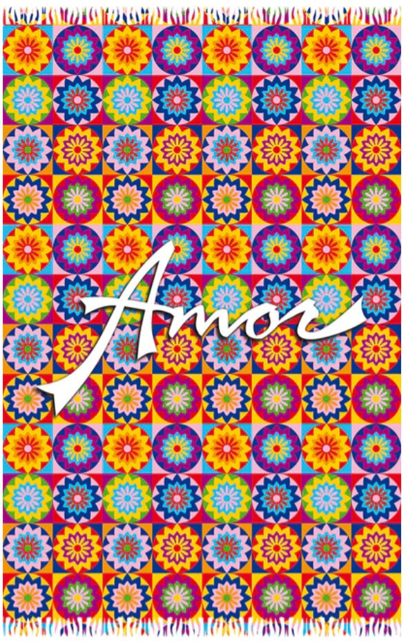 Amor colorful Brazilian Pareo, cover up, sarong